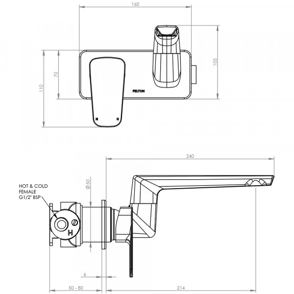 AXSBFC Axiss Wall Mounted Swivel Basin Bath Mixer v2