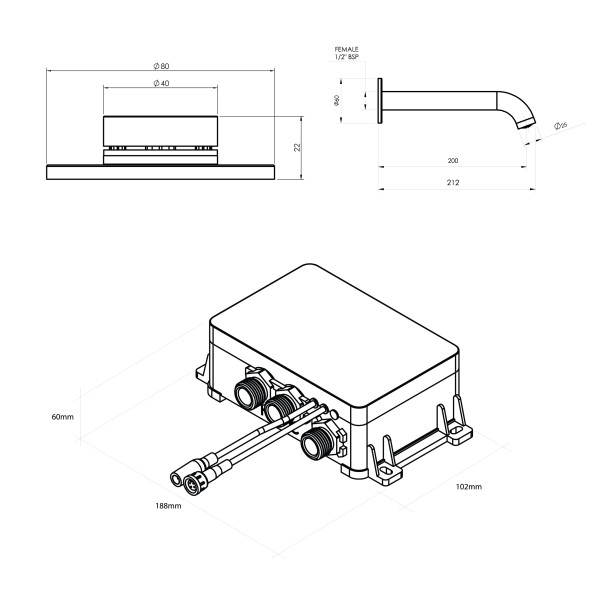 FD LBFC Linea digital Basign Bath Mixer