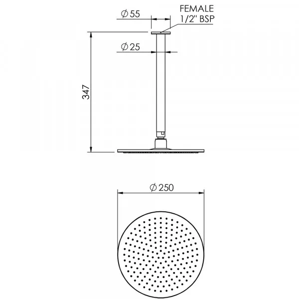 TRHCMC Tate Rain Head Ceiling Mounted 300mm