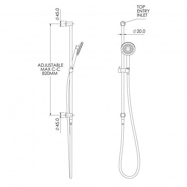 Tate Aerlux Single Spray Slide Shower 01